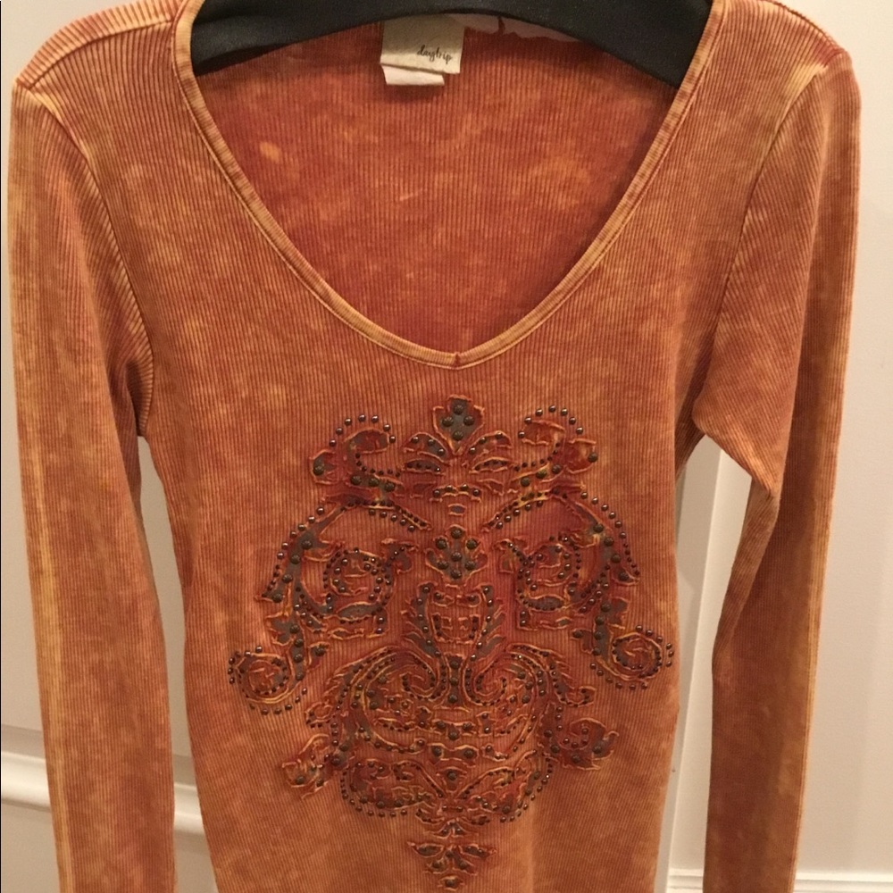 Day trip rust embellished long-sleeved shirt